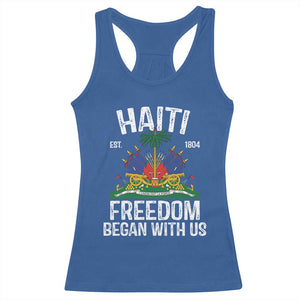 Haiti Freedom Began With Us Racerback Tank Top Haitian Flag Day TS11 Royal Blue Print Your Wear