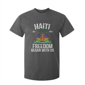 Haiti Freedom Began With Us T Shirt For Kid Haitian Flag Day TS11 Dark Heather Print Your Wear
