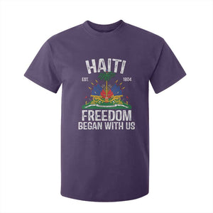 Haiti Freedom Began With Us T Shirt For Kid Haitian Flag Day TS11 Purple Print Your Wear