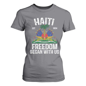 Haiti Freedom Began With Us T Shirt For Women Haitian Flag Day TS11 Charcoal Print Your Wear