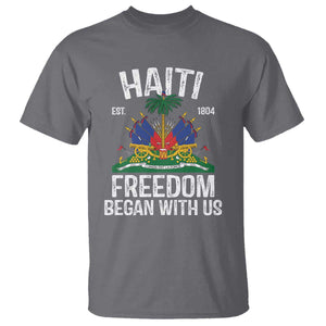 Haiti Freedom Began With Us T Shirt Haitian Flag Day TS11 Charcoal Print Your Wear