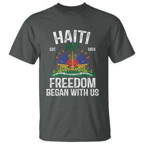 Haiti Freedom Began With Us T Shirt Haitian Flag Day TS11 Dark Heather Print Your Wear