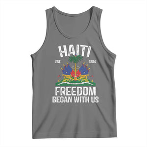 Haiti Freedom Began With Us Tank Top Haitian Flag Day TS11 Black Heather Print Your Wear