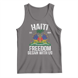 Haiti Freedom Began With Us Tank Top Haitian Flag Day TS11 Deep Heather Print Your Wear