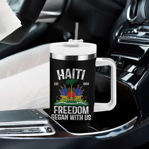 Haiti Freedom Began With Us Tumbler With Handle Haitian Flag Day TS11 Print Your Wear