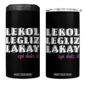 Haitian Pride 4 in 1 Can Cooler Tumbler Haitian Lekol Legliz Lakay Haiti Flag Creole Saying TS11 One Size: 16 oz Black Print Your Wear