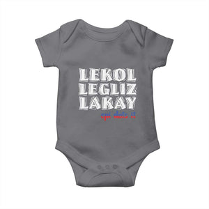 Haitian Pride Baby Onesie Haitian Lekol Legliz Lakay Haiti Flag Creole Saying TS11 Charcoal Print Your Wear
