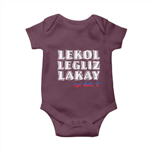 Haitian Pride Baby Onesie Haitian Lekol Legliz Lakay Haiti Flag Creole Saying TS11 Maroon Print Your Wear