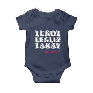 Haitian Pride Baby Onesie Haitian Lekol Legliz Lakay Haiti Flag Creole Saying TS11 Navy Print Your Wear