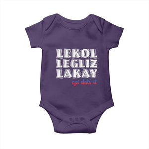 Haitian Pride Baby Onesie Haitian Lekol Legliz Lakay Haiti Flag Creole Saying TS11 Purple Print Your Wear
