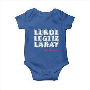 Haitian Pride Baby Onesie Haitian Lekol Legliz Lakay Haiti Flag Creole Saying TS11 Royal Blue Print Your Wear