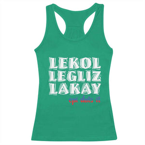 Haitian Pride Racerback Tank Top Haitian Lekol Legliz Lakay Haiti Flag Creole Saying TS11 Irish Green Print Your Wear