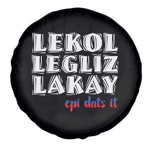 Haitian Pride Spare Tire Cover Haitian Lekol Legliz Lakay Haiti Flag Creole Saying TS11 Print Your Wear