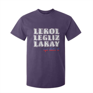 Haitian Pride T Shirt For Kid Haitian Lekol Legliz Lakay Haiti Flag Creole Saying TS11 Purple Print Your Wear