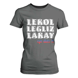 Haitian Pride T Shirt For Women Haitian Lekol Legliz Lakay Haiti Flag Creole Saying TS11 Dark Heather Print Your Wear