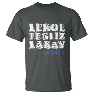 Haitian Pride T Shirt Haitian Lekol Legliz Lakay Haiti Flag Creole Saying TS11 Dark Heather Print Your Wear
