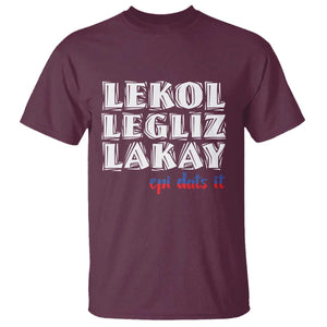 Haitian Pride T Shirt Haitian Lekol Legliz Lakay Haiti Flag Creole Saying TS11 Maroon Print Your Wear