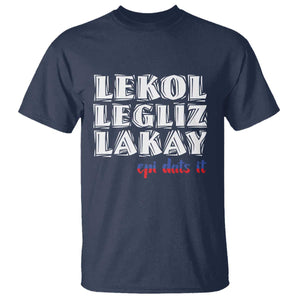 Haitian Pride T Shirt Haitian Lekol Legliz Lakay Haiti Flag Creole Saying TS11 Navy Print Your Wear