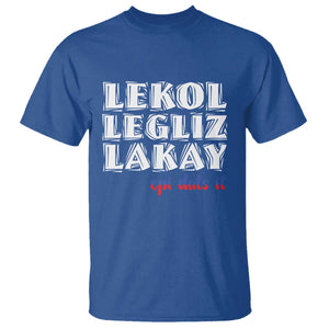Haitian Pride T Shirt Haitian Lekol Legliz Lakay Haiti Flag Creole Saying TS11 Royal Blue Print Your Wear