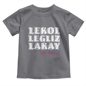 Haitian Pride Toddler T Shirt Haitian Lekol Legliz Lakay Haiti Flag Creole Saying TS11 Charcoal Print Your Wear