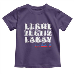 Haitian Pride Toddler T Shirt Haitian Lekol Legliz Lakay Haiti Flag Creole Saying TS11 Purple Print Your Wear