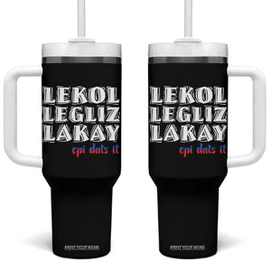 Haitian Pride Tumbler With Handle Haitian Lekol Legliz Lakay Haiti Flag Creole Saying TS11 One Size: 40 oz Black Print Your Wear