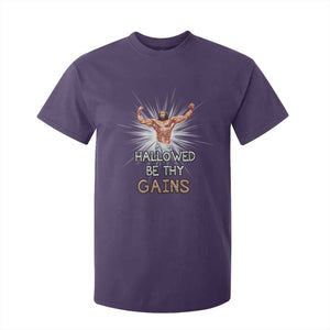 Hallowed Be Thy Gains T Shirt For Kid Funny Jesus Workout Motivation Bodybuilding Fitness TS02 Purple Print Your Wear