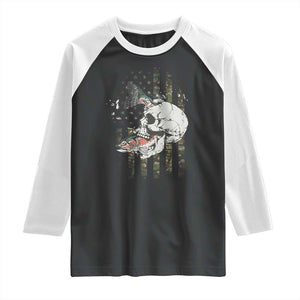 Halloween Fishing Skeleton Skull Raglan Shirt American Flag Camo Fish Skull Fisherman Gifts TS10 Black White Print Your Wear