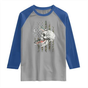Halloween Fishing Skeleton Skull Raglan Shirt American Flag Camo Fish Skull Fisherman Gifts TS10 Sport Gray Royal Print Your Wear