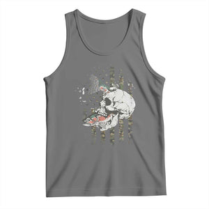 Halloween Fishing Skeleton Skull Tank Top American Flag Camo Fish Skull Fisherman Gifts TS10 Black Heather Print Your Wear