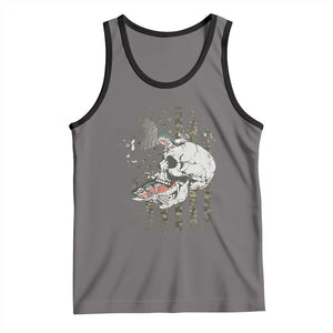 Halloween Fishing Skeleton Skull Tank Top American Flag Camo Fish Skull Fisherman Gifts TS10 Deep Heather Black Print Your Wear