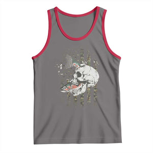 Halloween Fishing Skeleton Skull Tank Top American Flag Camo Fish Skull Fisherman Gifts TS10 Deep Heather Red Print Your Wear