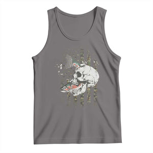 Halloween Fishing Skeleton Skull Tank Top American Flag Camo Fish Skull Fisherman Gifts TS10 Deep Heather Print Your Wear