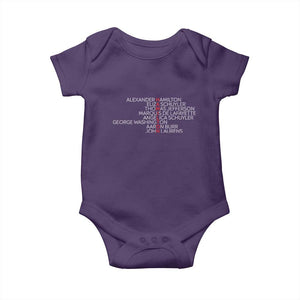 Hamilton Eliza Jefferson Angelica & Burr Names Baby Onesie TS10 Purple Print Your Wear