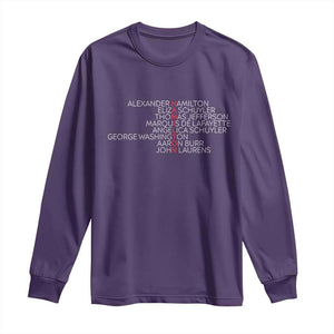 Hamilton Eliza Jefferson Angelica & Burr Names Long Sleeve Shirt TS10 Purple Print Your Wear