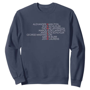 Hamilton Eliza Jefferson Angelica & Burr Names Sweatshirt TS10 Navy Print Your Wear