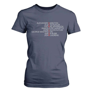 Hamilton Eliza Jefferson Angelica & Burr Names T Shirt For Women TS10 Navy Print Your Wear
