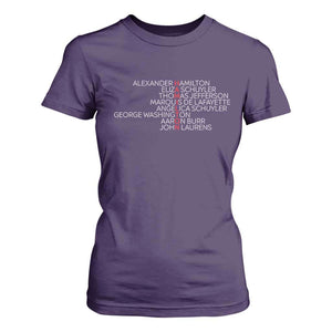 Hamilton Eliza Jefferson Angelica & Burr Names T Shirt For Women TS10 Purple Print Your Wear