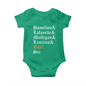Hamilton Laurens Lafayette Mulligan Burr Sir Baby Onesie TS10 Irish Green Print Your Wear