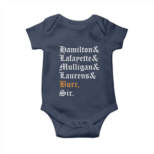 Hamilton Laurens Lafayette Mulligan Burr Sir Baby Onesie TS10 Navy Print Your Wear