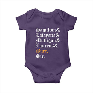 Hamilton Laurens Lafayette Mulligan Burr Sir Baby Onesie TS10 Purple Print Your Wear