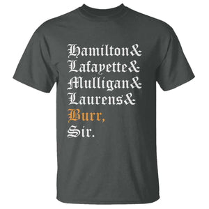 Hamilton Laurens Lafayette Mulligan Burr Sir T Shirt TS10 Dark Heather Print Your Wear