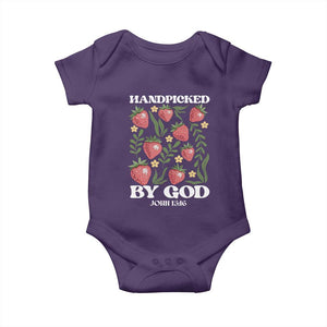 Handpicked By God Baby Onesie Religious Christian Bible Verse Strawberries TS11 Purple Print Your Wear