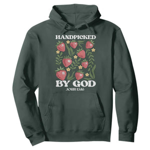 Handpicked By God Hoodie Religious Christian Bible Verse Strawberries TS11 Dark Forest Green Print Your Wear