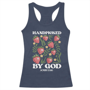 Handpicked By God Racerback Tank Top Religious Christian Bible Verse Strawberries TS11 Navy Print Your Wear
