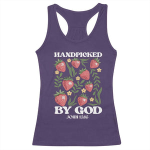 Handpicked By God Racerback Tank Top Religious Christian Bible Verse Strawberries TS11 Purple Print Your Wear