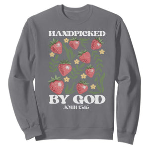 Handpicked By God Sweatshirt Religious Christian Bible Verse Strawberries TS11 Charcoal Print Your Wear