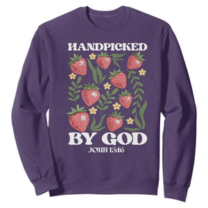 Handpicked By God Sweatshirt Religious Christian Bible Verse Strawberries TS11 Purple Print Your Wear