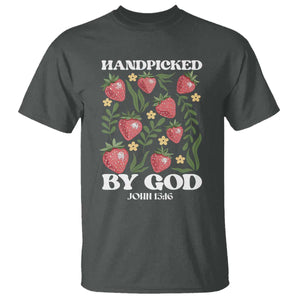 Handpicked By God T Shirt Religious Christian Bible Verse Strawberries TS11 Dark Heather Print Your Wear