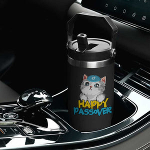 Happy Passover Cute Cat Flip Straw Tumbler Seder Jewish Pesach TS02 Print Your Wear